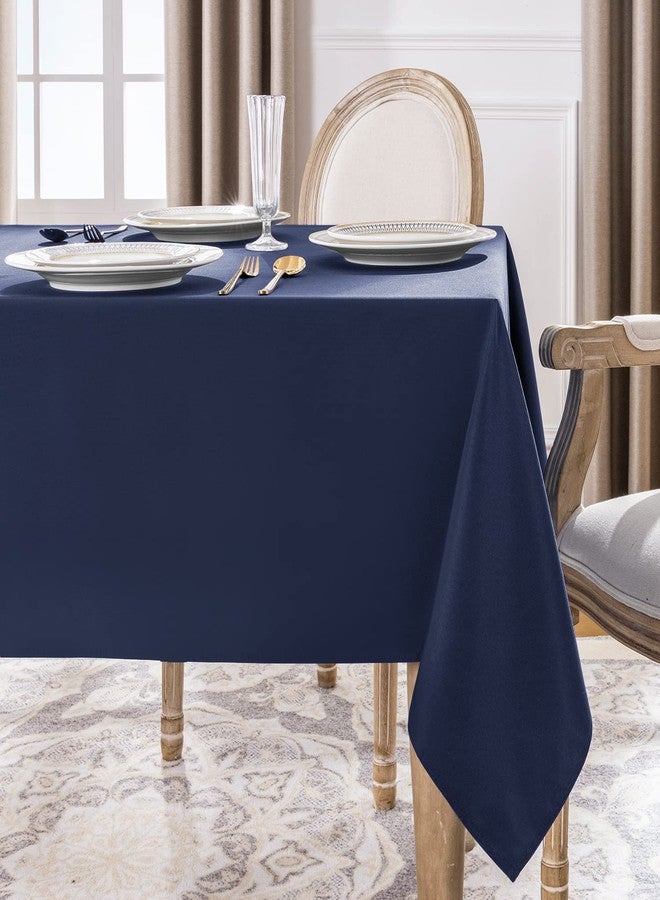 Softalker Rectangle Tablecloth, Waterproof & Stain Resistant Table Cloths Wrinkle Free Fabric Washable 210GSM Polyester Table Cover for Dining/Party/Outdoor - 60 x 102 inch,Navy Blue - Image 3